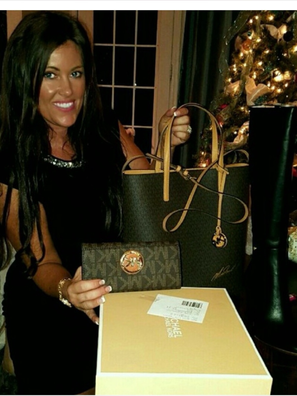 Michael Kors Brown Leather Tote with Gold Medallion